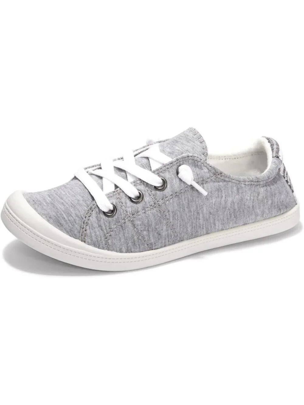 Women's Grey Canvas Low Top Casual Classic Non Slip Rubber Outsole Flat Sneakers